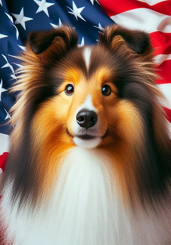 Sheltie sable patriotic flag - sable, i